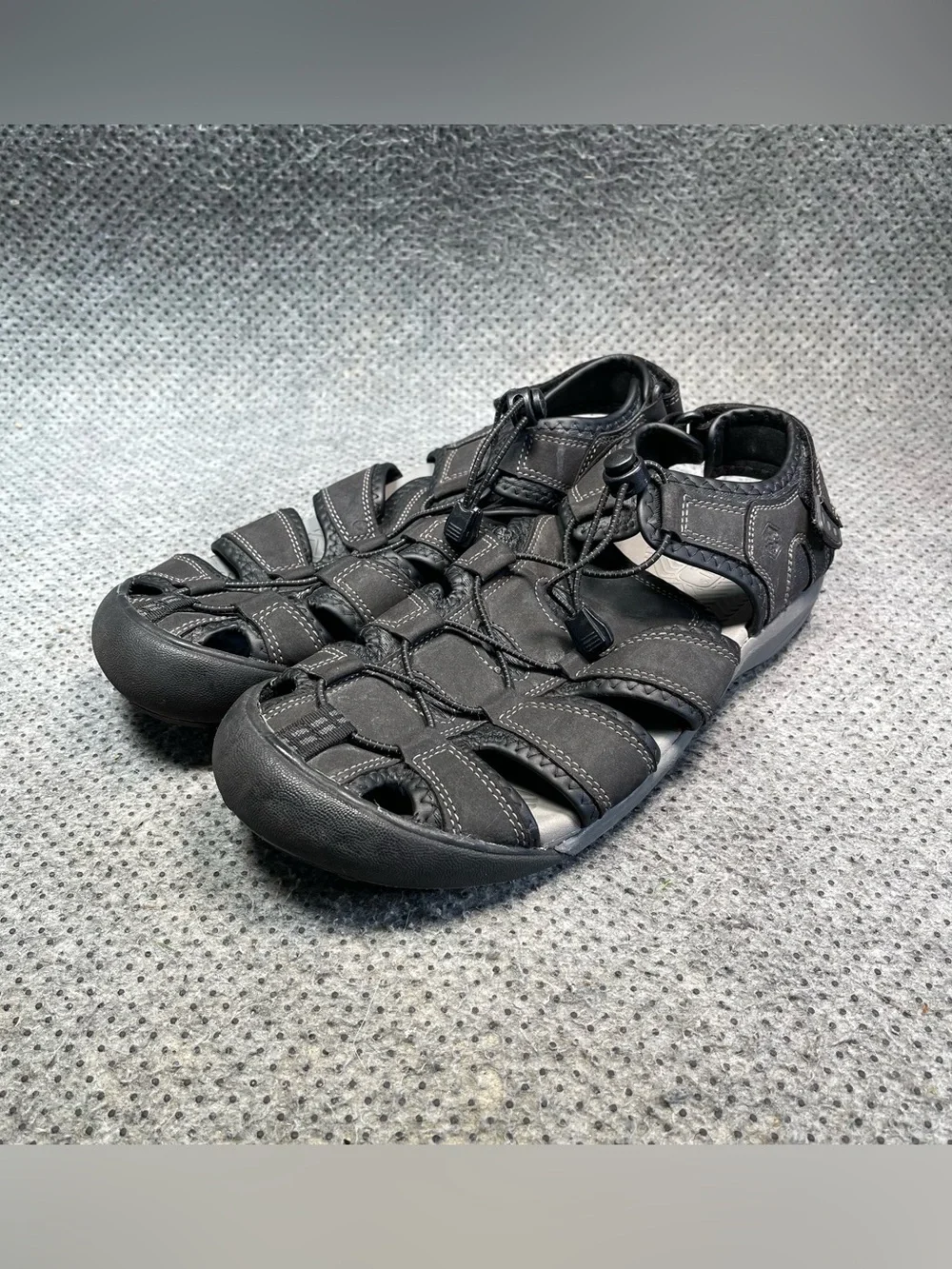 Khombu Fisherman Black Leather Sandals Size 12 Men’s